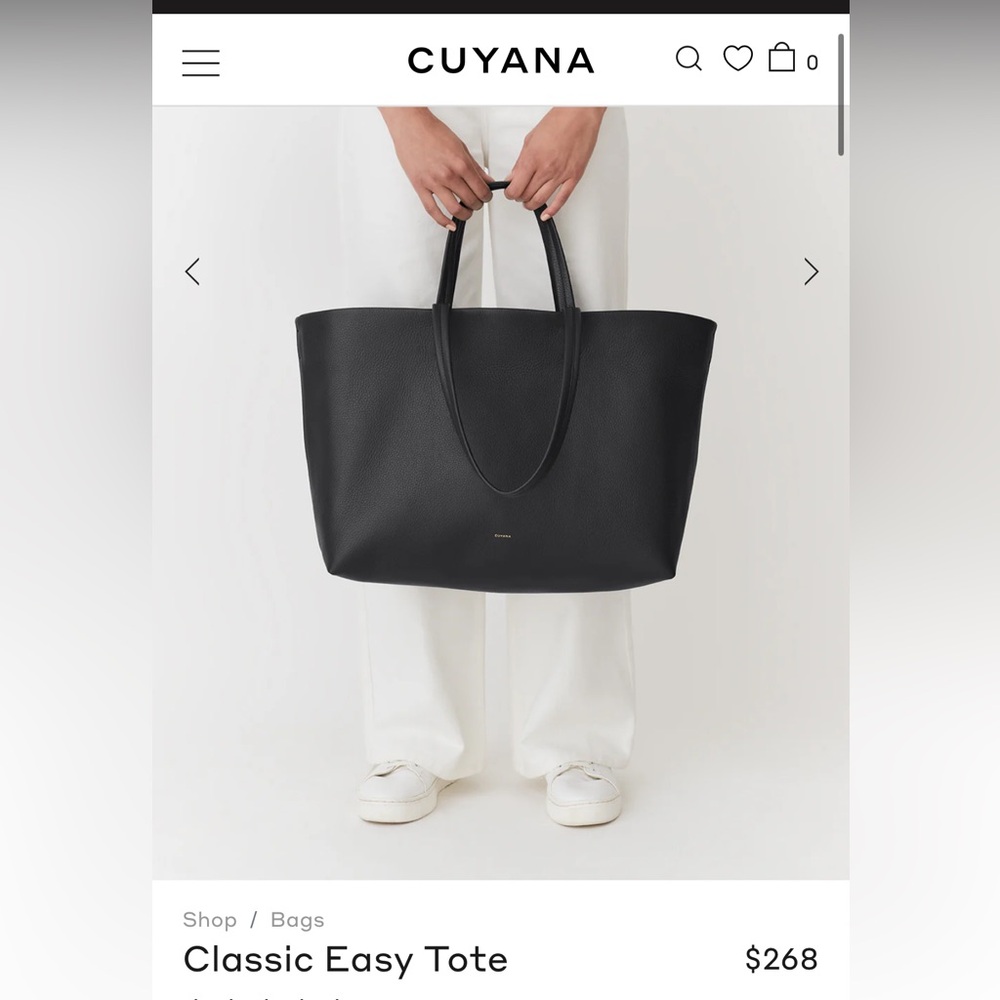 Cuyana Black Leather Tote Bag